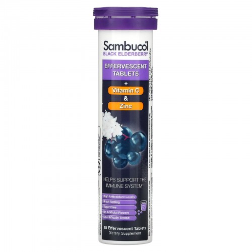 Sambucol, черная бузина + витамин C и цинк, 15 шипучих таблеток